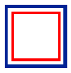 Cadre bleu borde de rouge, embleme de l'agence de demenagement de Chaville